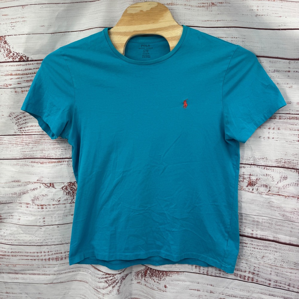 Polo Ralph Lauren Shirt Mens Large Crewneck Custom Fit Pony Logo‎ Casual Preppy